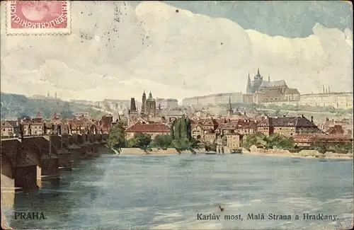 Ak Praha Prag Tschechien, Hradčany Hradschin, Karlsbrücke, Mala Strana