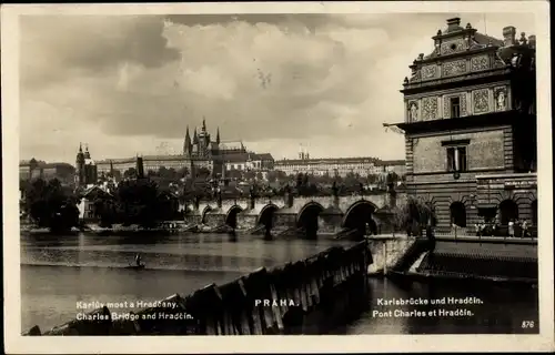 Ak Praha Prag Tschechien, Hradčany Hradschin, Karlsbrücke