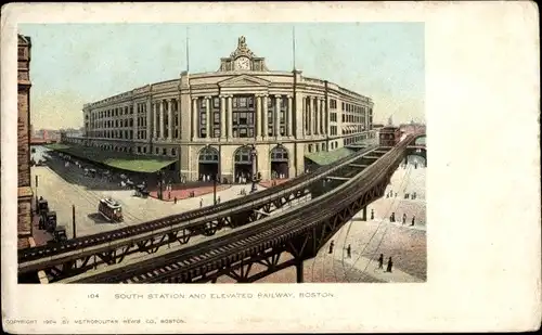 Ak Boston Massachusetts USA, South Station and Elevated Railway
