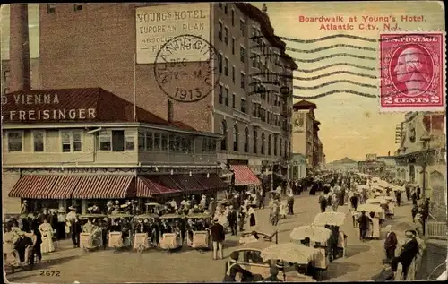 Ak Atlantic City New Jersey USA, Boardwalk at Young's Hotel