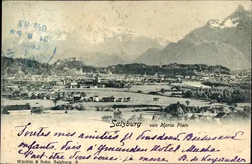 Ak Salzburg in Österreich, Panorama von Maria Plein