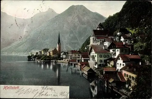 Ak Hallstatt im Salzkammergut Oberösterreich, Uferpartie