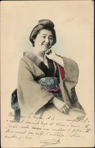 Ak Frau in japanischer Tracht, Japanerin, Portrait