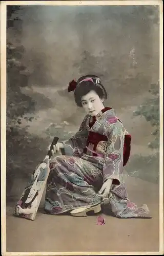 Ak Mädchen in japanischer Tracht, Japanerin, Portrait