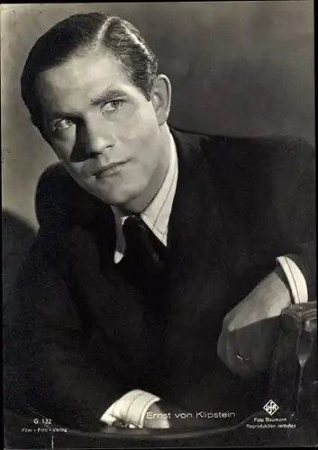 Ak Schauspieler Ernst von Klipstein, Portrait, Anzug, UFA Film