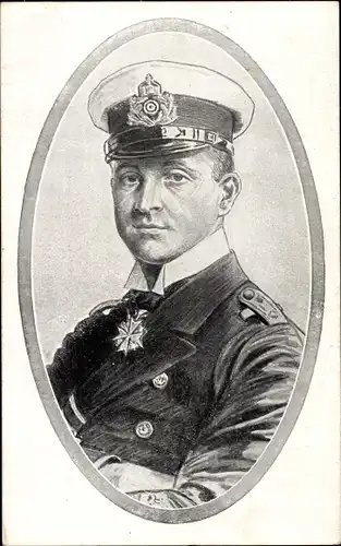 Künstler Ak Otto Weddigen, Marineoffizier, Kapitänleutnant, Portrait, Invalidendank, I. WK