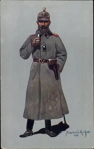 Künstler Ak Lüschwitz Koreffski, Wachtmeister des 3. Württ. Feld Art. Regt. Nr. 49 Ulm, Felduniform