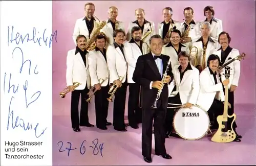 Ak Musiker Hugo Strasser und sein Tanzorchester, Autogramm