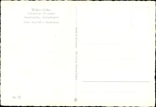 Ak Schauspieler Walter Giller, Portrait