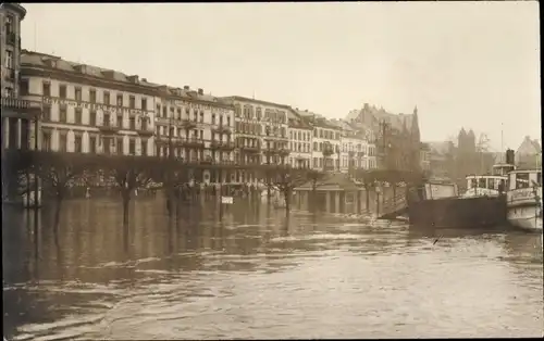 Foto Ak Koblenz in Rheinland Pfalz, Hochwasser 1920, Hotel Riesen Fürstenhof