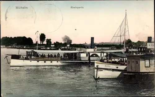 Ak Mülheim Köln am Rhein, Rheinpartie, Dampfer