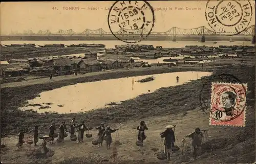 Ak Hanoi Tonkin Vietnam, Pont Doumer, Long-Biên-Brücke