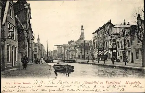Ak Maassluis Südholland, Noordvliet en Veerstraat