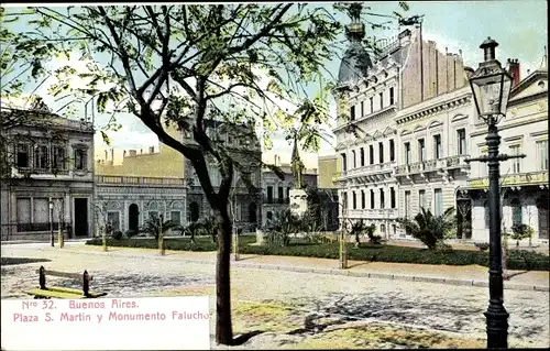 Ak Buenos Aires Argentinien, Plaza S. Martin y Monumento Falucho