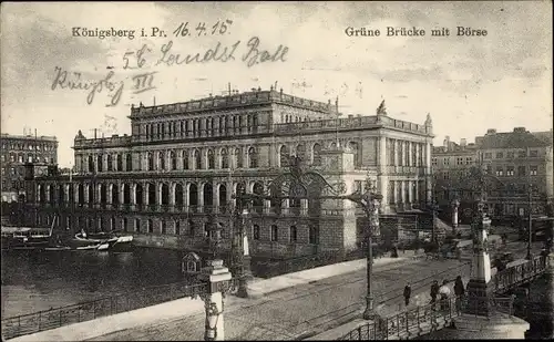 Ak Kaliningrad Königsberg Ostpreußen, Grüne Brücke mit Börse
