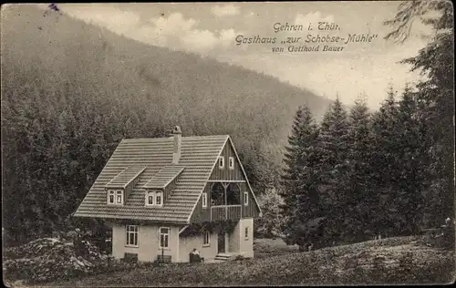 Ak Gehren Ilmenau in Thüringen, Gasthaus zur Schobse-Mühle