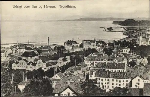 Ak Trondhjem Trondheim Norwegen, Udsigt over Ilen og Havnen