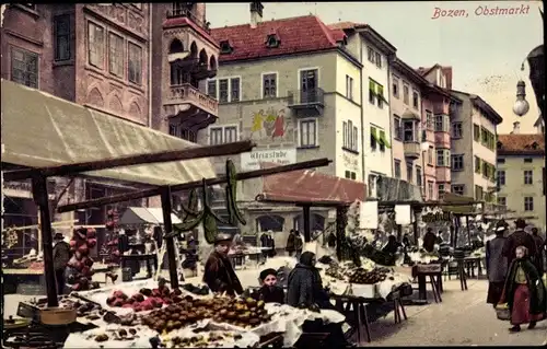 Ak Bozen Bolzano Südtirol, Obstmarkt, Weinstube