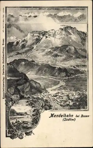 Ak Bozen Bolzano Südtirol, Mendelbahn, Panorama