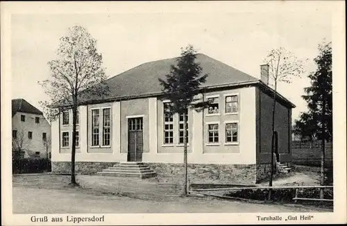 Ak Lippersdorf Lengefeld im Erzgebirge Sachsen, Turnhalle Gut Heil