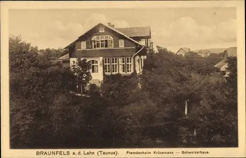 Ak Braunfels an der Lahn, Fremdenheim Krüsemann, Schweizerhaus