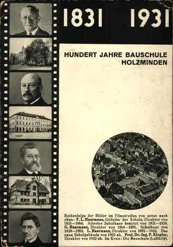 Ak Holzminden im Weserbergland, 100 Jahre Bauschule 1931, F. L. Haarmann, G. Haarmann, L. Haarmann