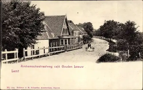 Ak Lent Nijmegen Gelderland, Arnhemschestraatweg Café Gouden Leeuw