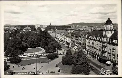 Ak Oslo Norwegen, Karl Johansgt. Grand Hotel