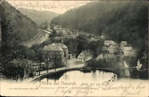 Ak Tharandt im Erzgebirge, Blick von der Ruine