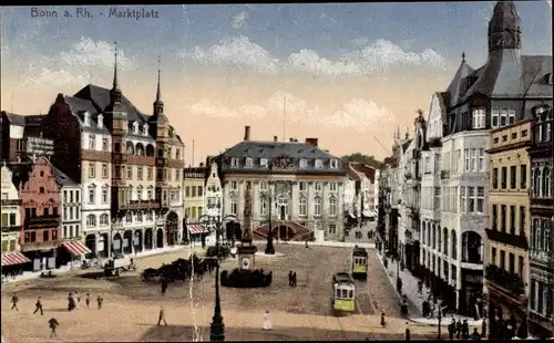 Ak Bonn am Rhein, Marktplatz, Straßenbahn