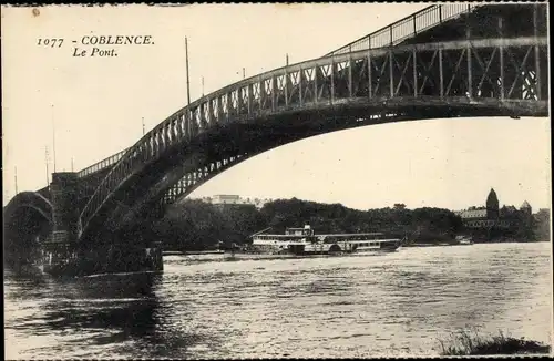 Ak Koblenz am Rhein, Coblence, Le Pont, Schiff
