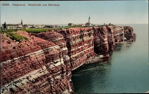 Ak Helgoland, Westküste und Oberland, Leuchtturm