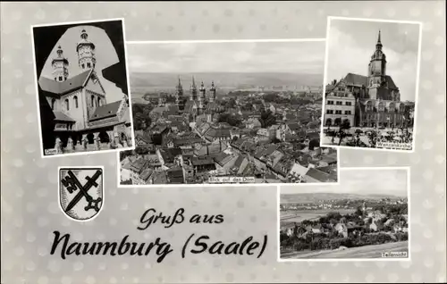 Ak Naumburg an der Saale, Wenzelskirche, Blick auf den Dom, Wappen