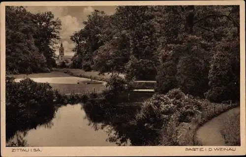 Ak Zittau Sachsen, Partie in der Weinau