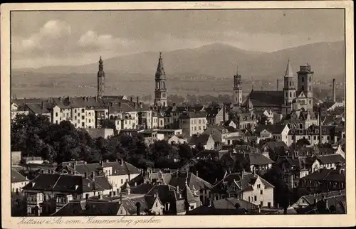 Ak Zittau in der Oberlausitz, Stadtbild vom Kummersberg gesehen, Klosterkirche, Johanneum, Rathaus