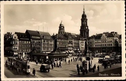 Ak Dresden Altstadt, Altmarkt, Straßenbahn