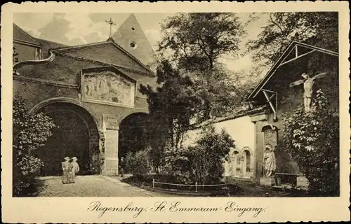 Ak Regensburg an der Donau Oberpfalz, St. Emmeram-Eingang