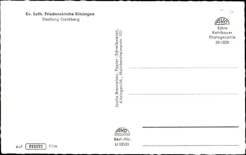 Ak Kitzingen in Mainfranken Bayern, ev. Luth. Friedenskirche, Siedlung Goldberg