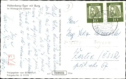 Ak Hohenberg an der Eger Oberfranken, Fliegeraufnahme