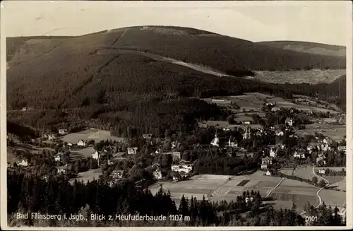 Ak Świeradów Zdrój Bad Flinsberg Schlesien, Blick z. Heufuderbaude