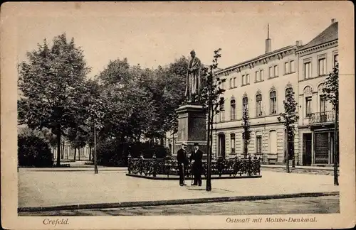 Ak Krefeld am Niederrhein, Ostwall mit Moltke-Denkmal