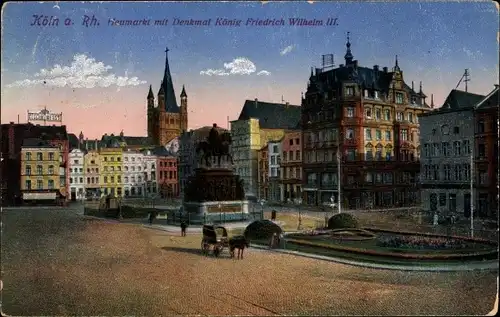 Ak Köln am Rhein, Heumarkt mit Denkmal König Friedrich Wilhelm III.