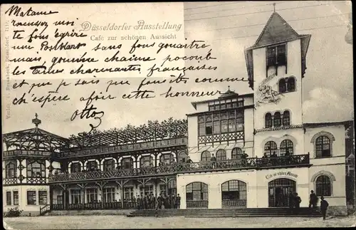 Ak Düsseldorf am Rhein, Industrie und Gewerbeausstellung 1902, Cafe zur schönen Aussicht