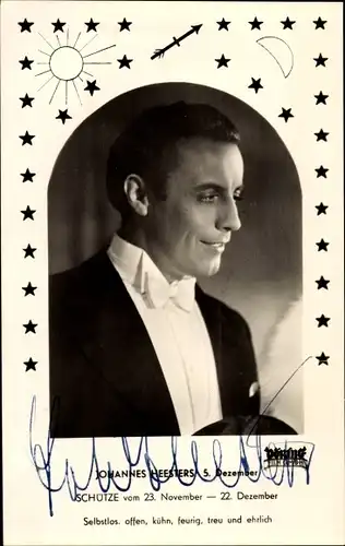 Passepartout Ak Schauspieler Johannes Heesters, Sternzeichen Schütze, Autogramm
