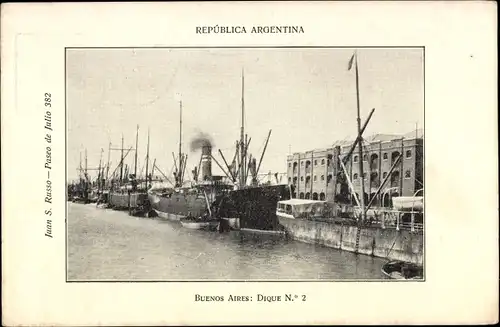 Ak Buenos Aires Argentinien, Dique 2, Schiffe