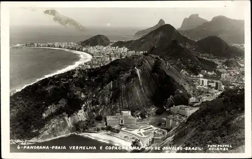 Foto Ak Rio de Janeiro Brasilien, Panorama, Praia Vermelha e Copacabana