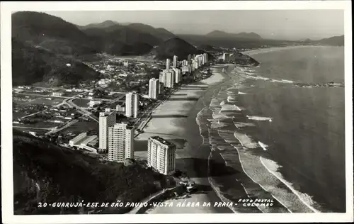 Ak Guarujá est Sao Paulo Brasilien, Luftbild, Strand, Hotels, Meer