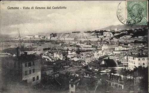 Ak Genova Genua Liguria, Vista di Genova dal Castelletto