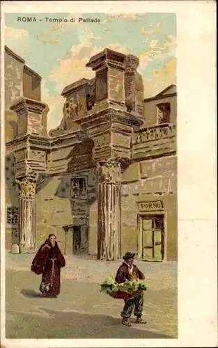 Litho  Roma Rom Lazio, Tempio di Pallade