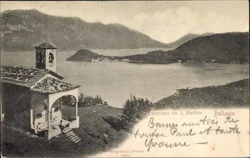 Ak Bellagio Lago di Como Lombardia, Panorama da S. Martino